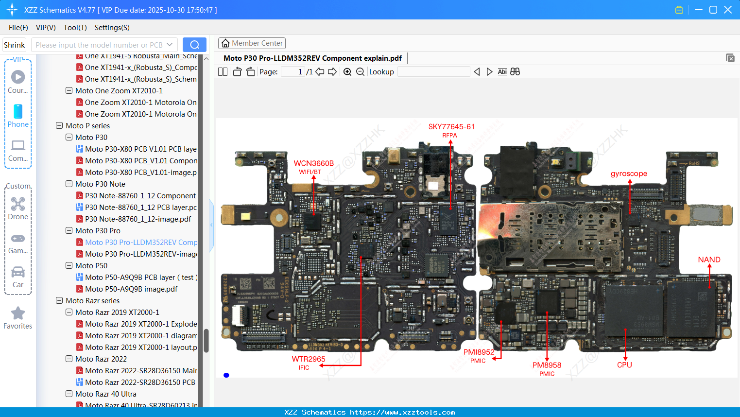 Motorola Moto P30 Pro-LLDM352REV Component Explain